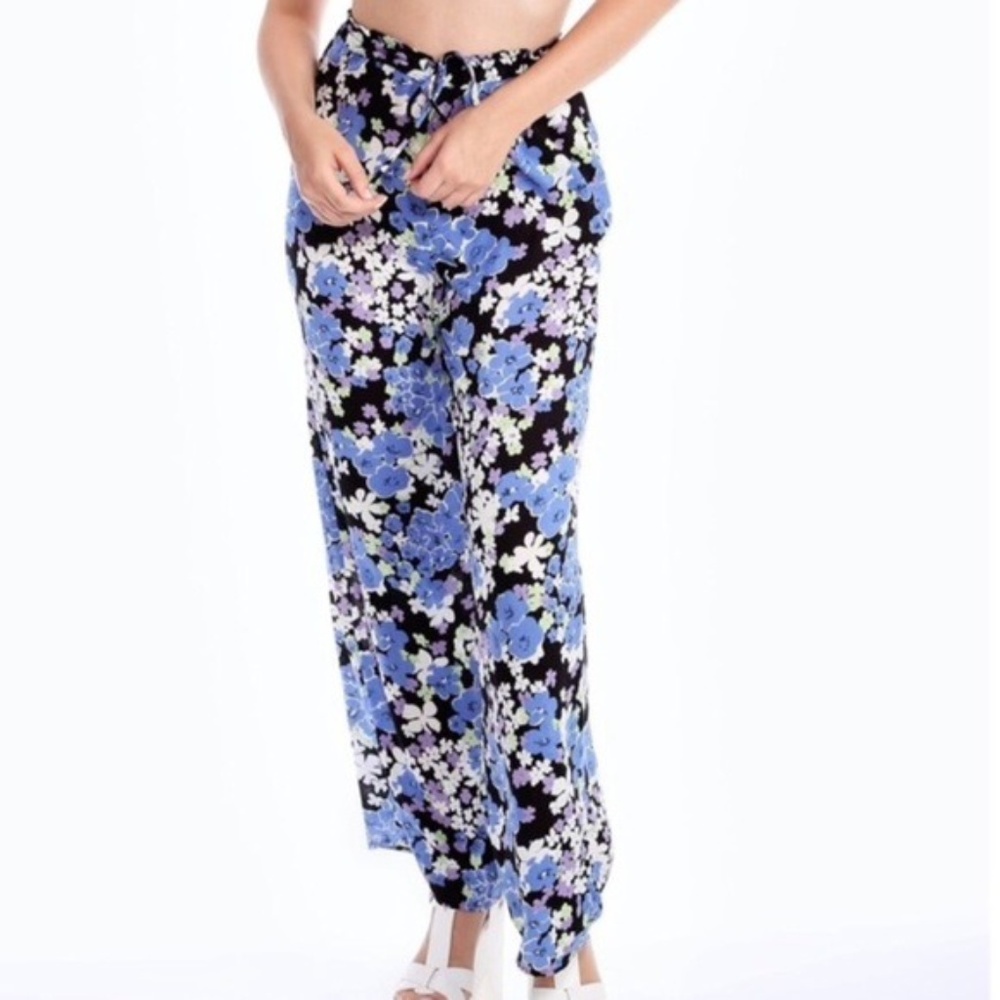 NWT WILDFOX Blue Bouquet Palazzo Pant Swim Cover-Up XS